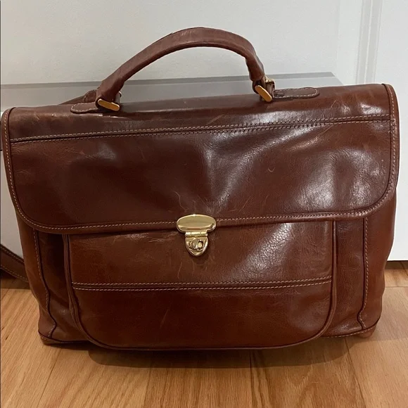 Vintage Brown Leather satchel briefcase Bag - Picture 3 of 6